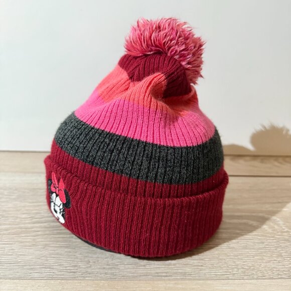 Disney Minnie Mouse Beanie Hat with Tassle One Size Knit PomPom Red Pink Cap - Picture 4 of 6